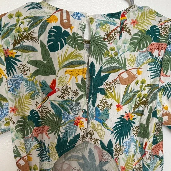 MELLODAY Green and White Tropical Midi Dress - Picture 9 of 11